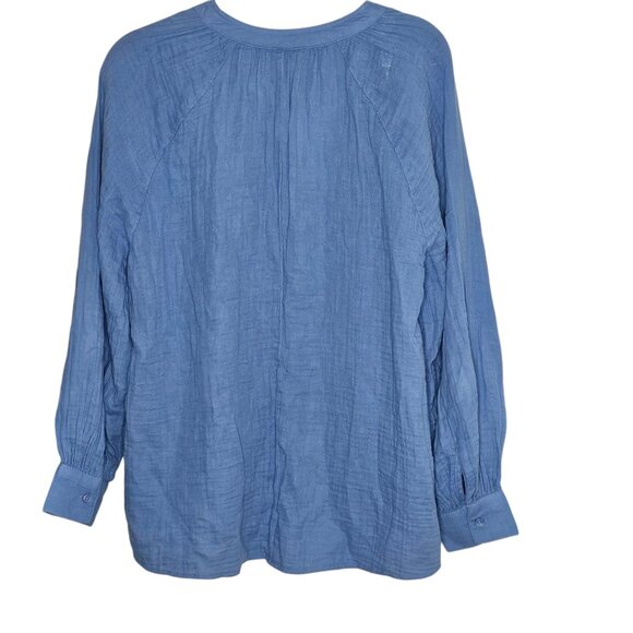 H&M Women's Cotton V Neck Blue Blouse - Picture 2 of 5